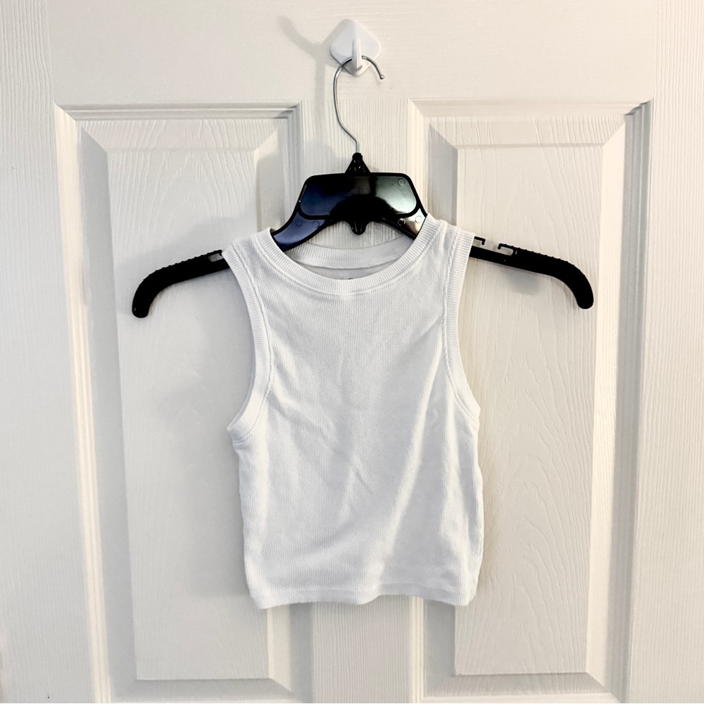 Hollister White Ribbed Tank Top